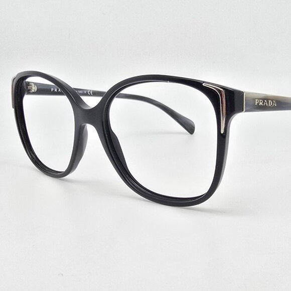Prada SPR 01O 307-5S0 Black Grey Stripe Cat Eye Sunglasses Frame Italy 55-17-140 - Picture 1 of 14